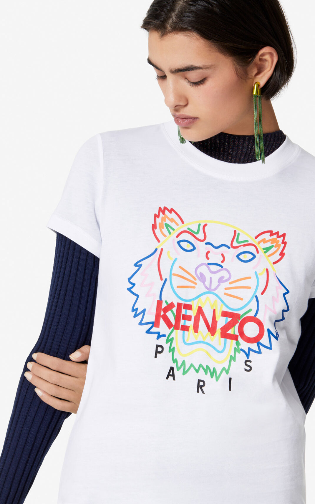 T Shirt Kenzo Femme Tiger Blanche NTGYP-9378